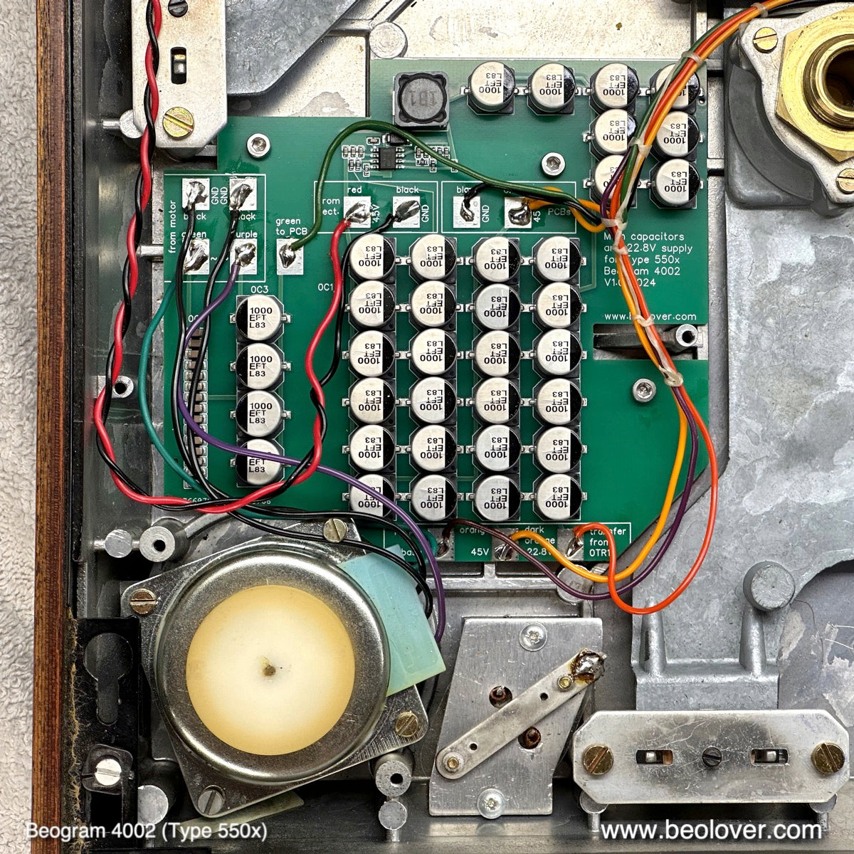 Efficient 22.8V Power Supply and Main Capacitors for Beogram 4002 (Types 550x)