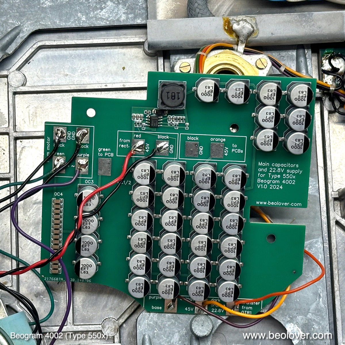 Efficient 22.8V Power Supply and Main Capacitors for Beogram 4002 (Types 550x)