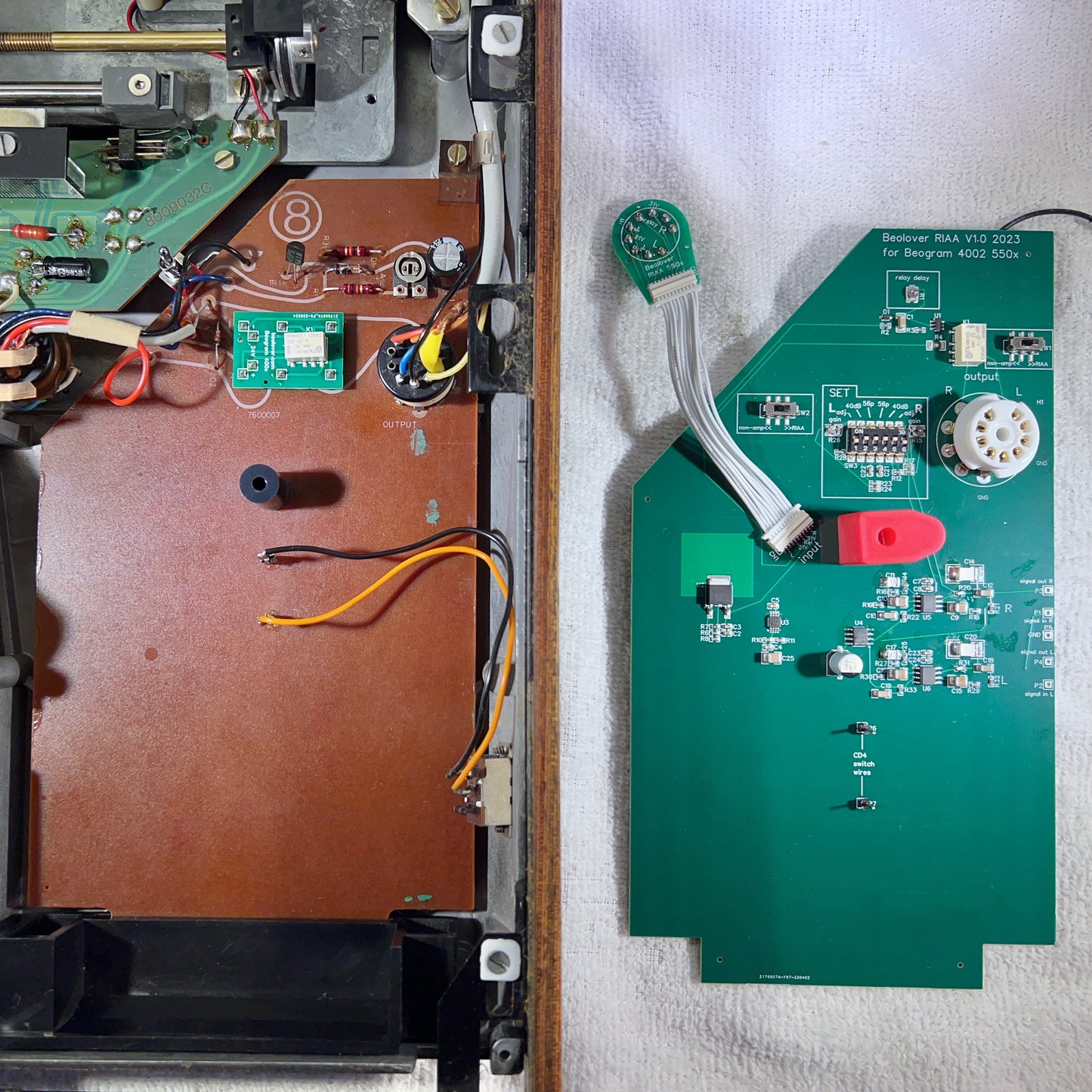 Internal RIAA Pre-Amplifier for Beogram 4002 (Type 550x with AC platter motor)