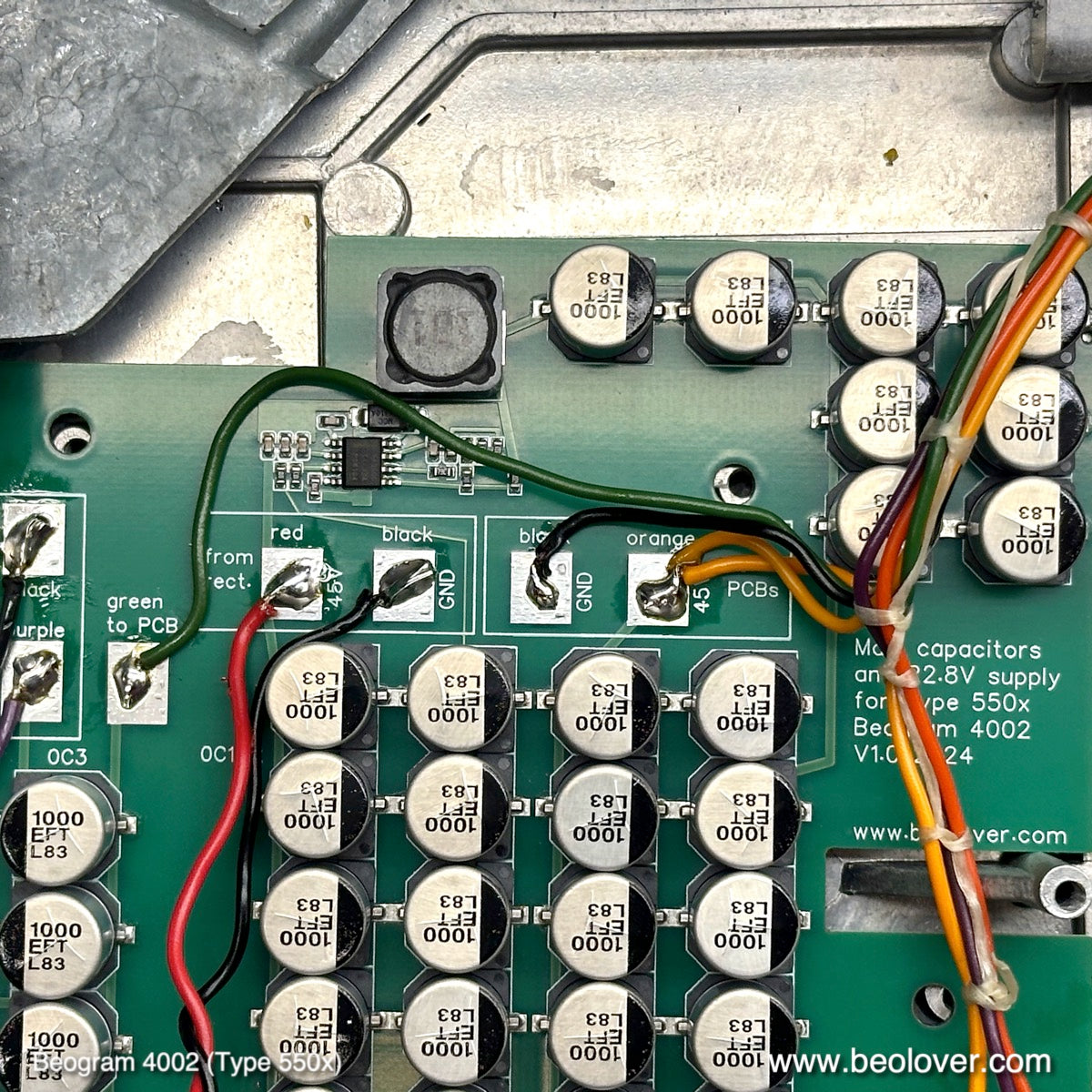 Efficient 22.8V Power Supply and Main Capacitors for Beogram 4002 (Types 550x)